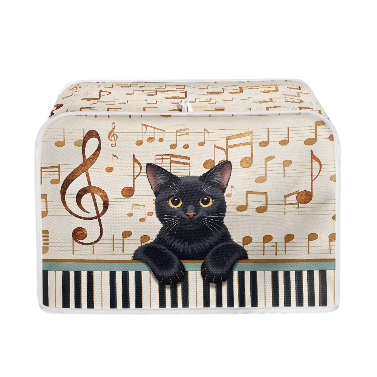 Cat Print 2 Slice Bread Maker Cover Music Note Print Microwave Oven Cover Bakeware Protector Anti Fingerprint Protective Covers for Kitchen