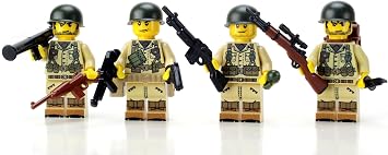 Battle Brick 1.6 Inches Tall Collectible US Army WW2 Tan Soldiers Complete Squad Collectible Minifigures | Genuine Military Minifig | Printed in the USA | Great Gift for Teen to Adult AFOL