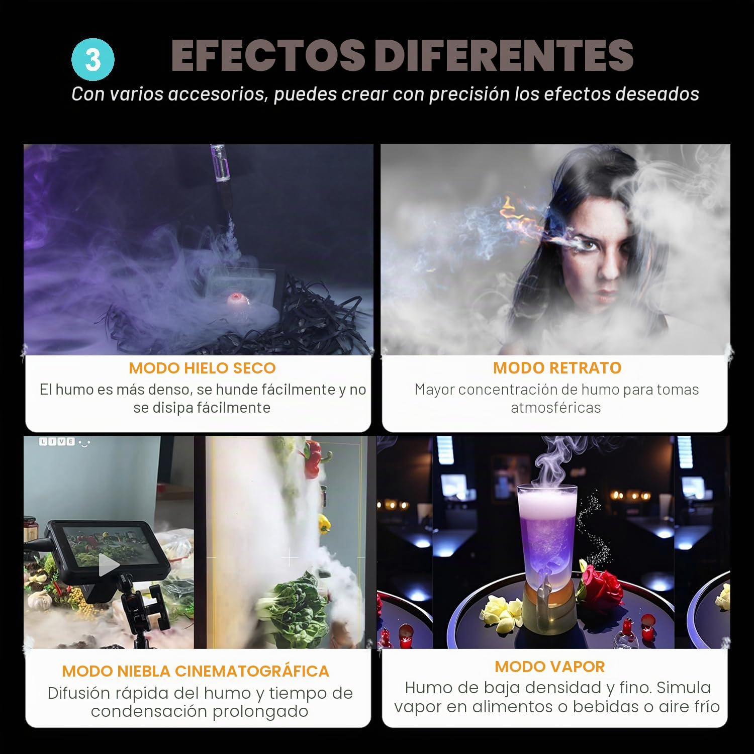 Mini máquina de niebla para fiestas al aire libre, portátil, ligera, humo, pequeña máquina para DJ escenario interior (negro), ML-FMOFOG1