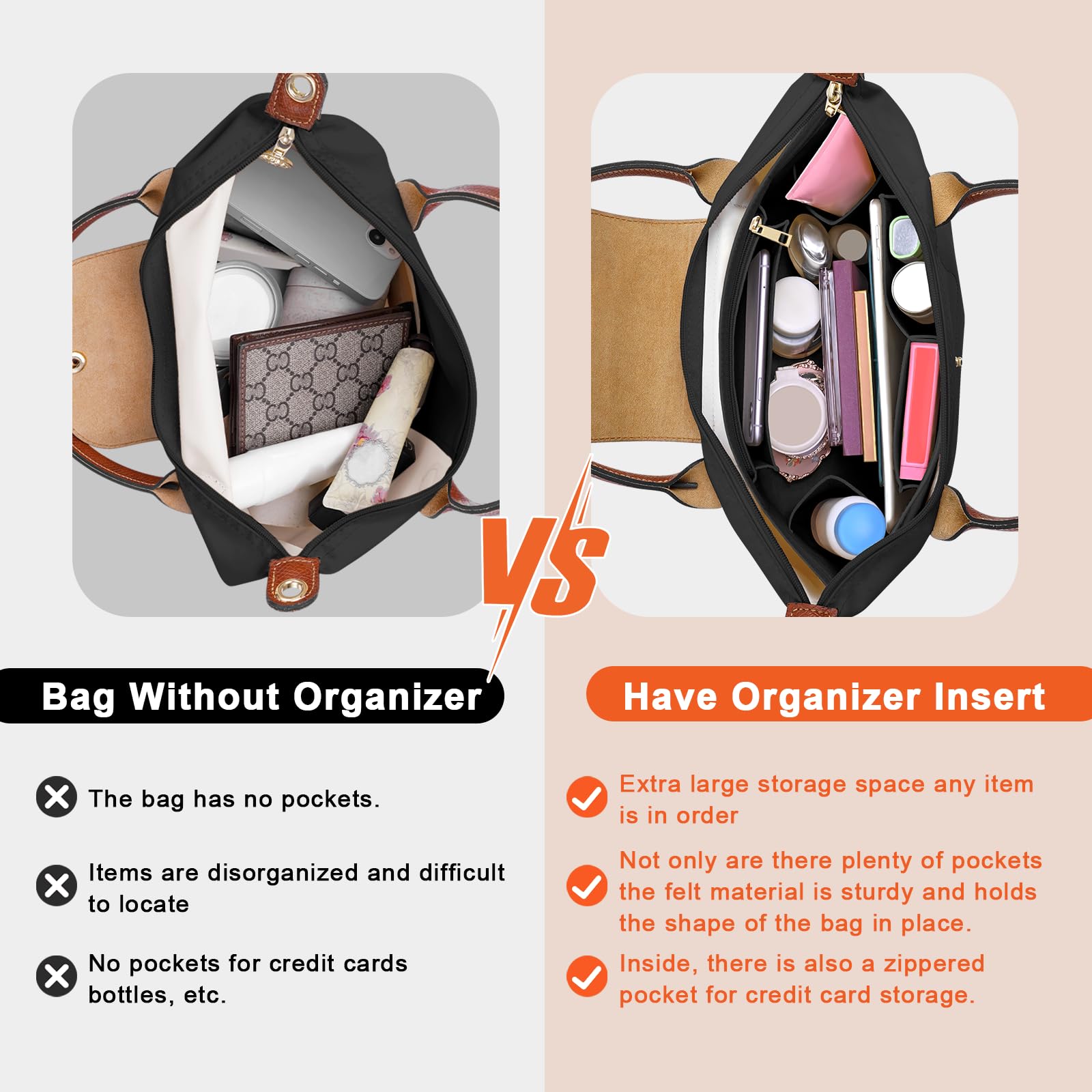 Purse Organizer Insert For Longchamp Le Pliage L Handbag Insert