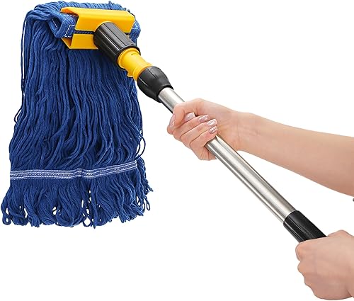 Miniatura 3 de Trapeador comercial, fregona húmeda de cuerda de extremo con asa larga de 64 pulgadas, trapeador industrial de algodón con cabezales de repuesto