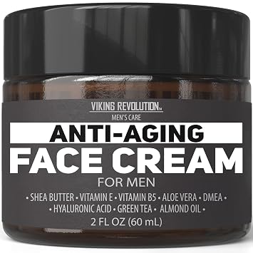 Viking Revolution Mens Anti Aging Face Cream - Mens Face Moisturizer for Men with Hyaluronic Acid, Aloe Vera, Vitamin E - Wrinkle Cream for Men with Vitamin B5, Green Tea 2 Fl Oz