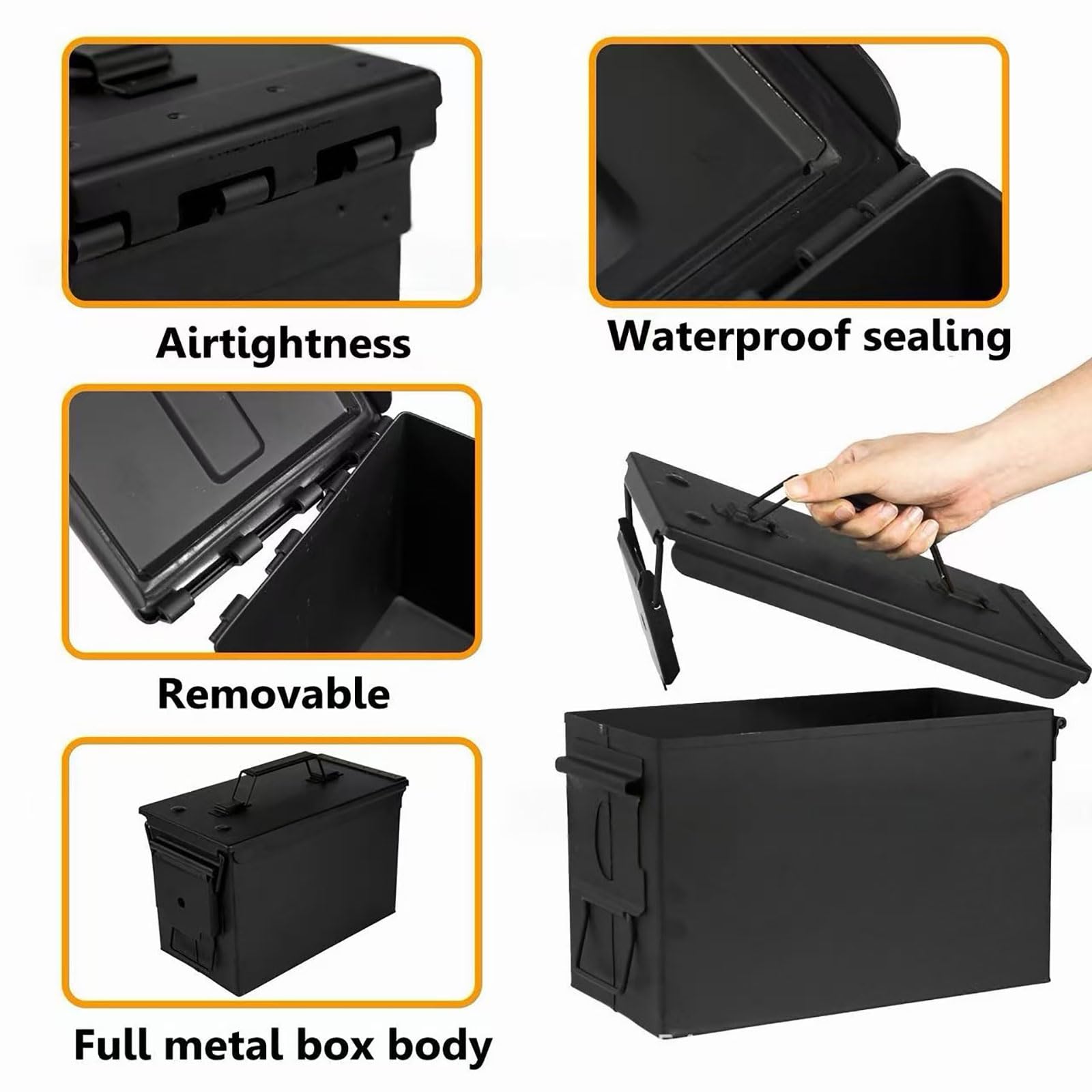 Schwarze Aufbewahrungsbox für Lithiumbatterien aus Metall-Small