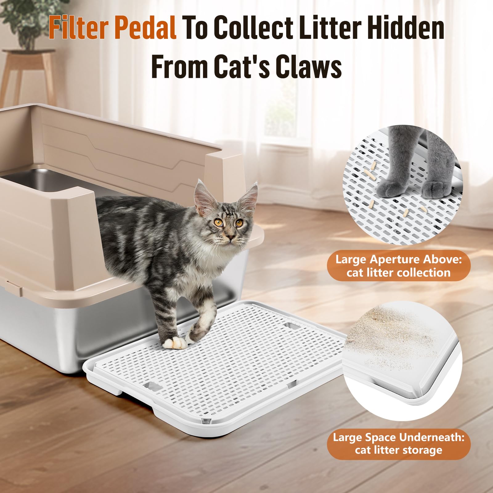 Tapis de Rampe, 42x30CM Escalier pour bac à litière pour Chat, Attrape-litière pour bac à litière Automatique autonettoyant, idéal pour Chaton et Chats Plus âgés(Blanc)