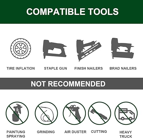 Miniatura 8 de Mellif Inflador de neumáticos portátil y herramienta de aire compatible con batería Makita de 18 V (solo herramienta), herramientas de inflado y