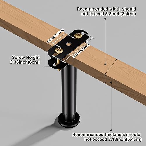 Miniatura 4 de VETIN 2 patas de soporte central de altura ajustable para marco de cama, patas de soporte de marco de cama de 4.72 a 7.48 pulgadas, patas de