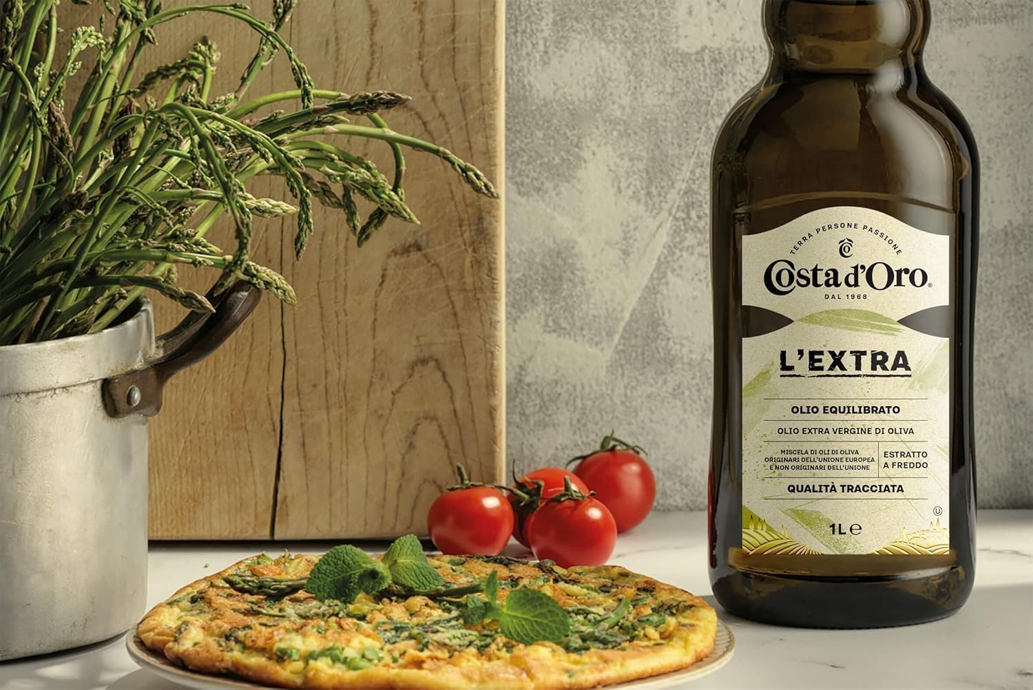 Italian Gourmet Bundle 3x Huile d’Olive Extra Vierge 1L – Lot 3 Bouteilles 100% Huile d’Olive, Idéale pour Cuisine Méditerranéenne, Salades, Cuisson, Assaisonnement, Qualité + Italian Gourmet Polpa