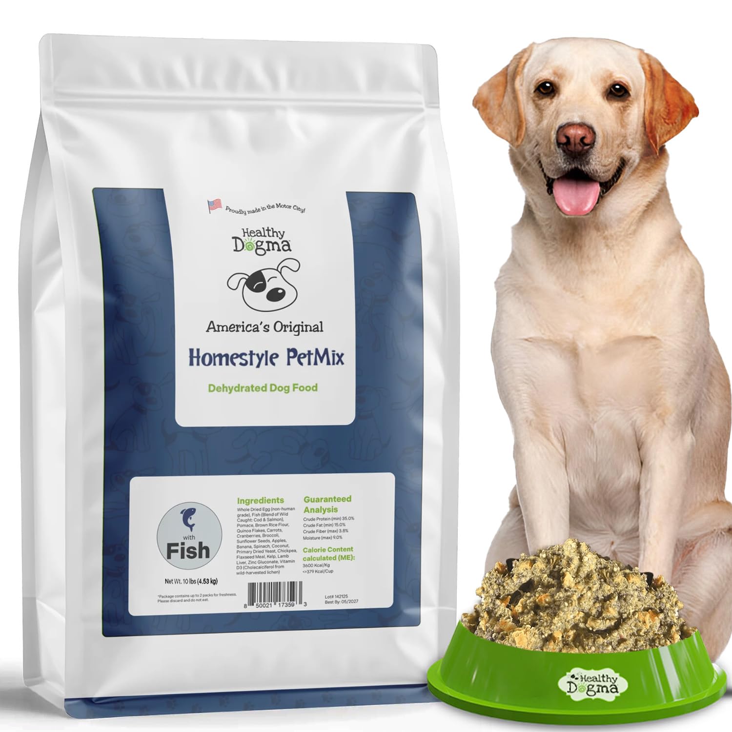 Healthy Dogma - Homestyle PetMix Dehydrated Dog Food with Wild-Caught Alaskan Salmon & Whitefish – Skin & Coat Support, Clean Ingredient Dog Food (