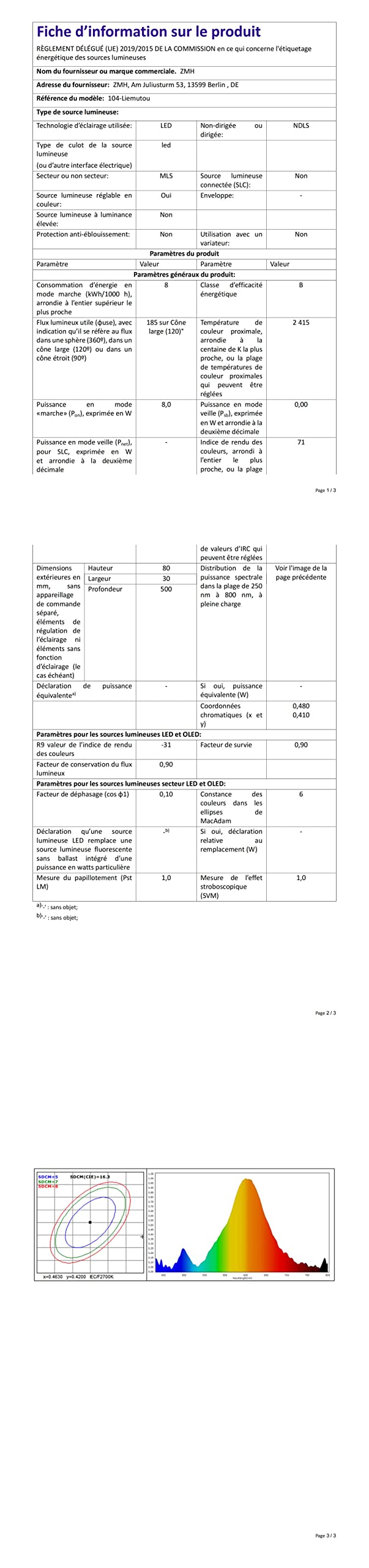 ZMH lampada da parete, applique LED - in legno 50cm 3000K bianco caldo luce notturna moderno per camera da letto scala corridoio illuminazione interna
