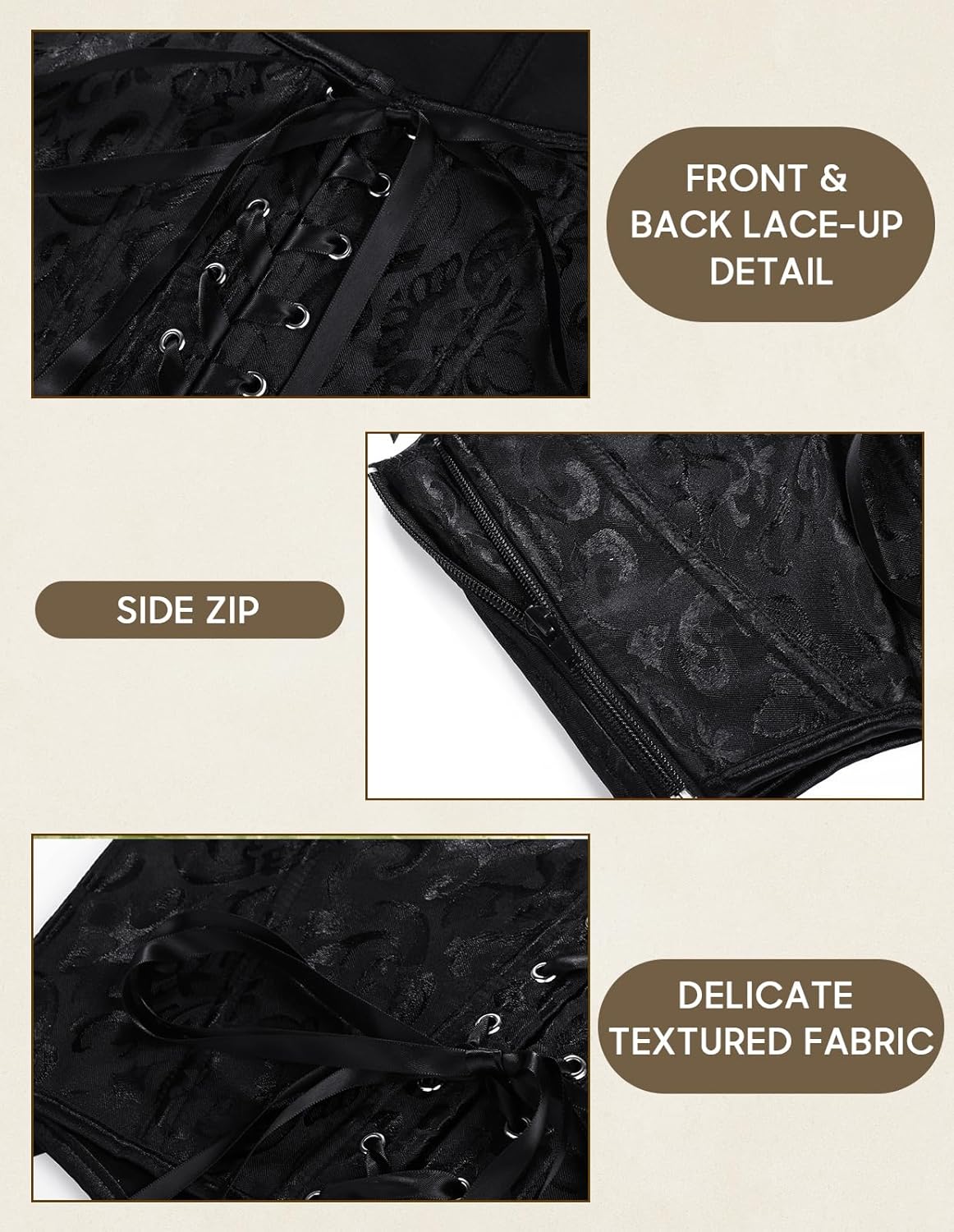 Scarlet Darkness Corset Tops for Women Renaissance Underbust Corset Boned Lace Up Corsets