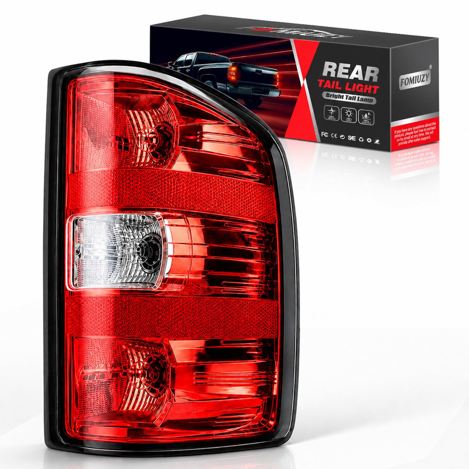 Tail Lights Assembly Right Passenger Fit 07-13 Chevy Silverado 1500 2007 2008 2009 2010 2011 2012 2013 2014 Chevrolet 2500 3500 HD 2500HD 3500HD Rear Brake Back Taillight Cover Lens 25958482