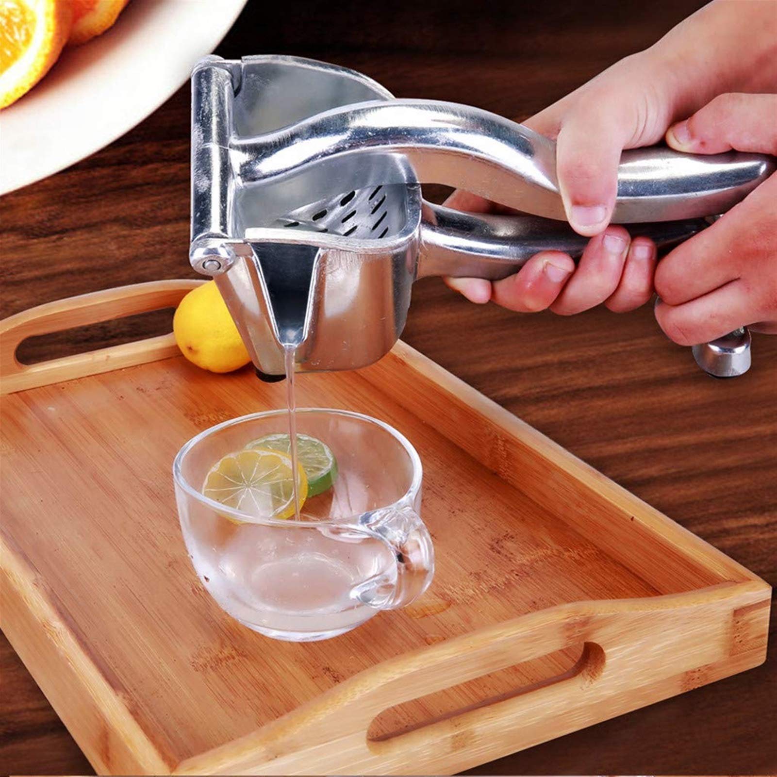 Manuelles Entsafter Hand Squeezer Handheld Heavy Duty Press Citrus Juicer Zitrone Lime Orange Apfelsaft Limonade Cocktailsaft (Color : Bright Silver)