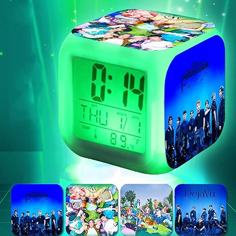 Amazon Co Jp Ateez エイティーズ 光る時計 置き時計 22年 参上 デジタル時計 卓上 目ざまし時計 可愛い置き時計 多機能 温度表示 大音量 寝室 室内用 七色バックライト 人気韓流グッズ 応援グッズ 萌えグッズ 誕生日プレゼント グッズ 男女兼用 新年 クリスマス