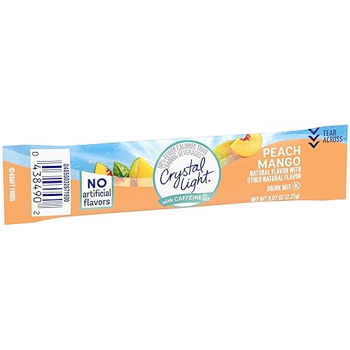 Miniatura 6 de Crystal Light Mezcla de bebida en polvo de mango melocotón con cafeína paquete de 007 onzas