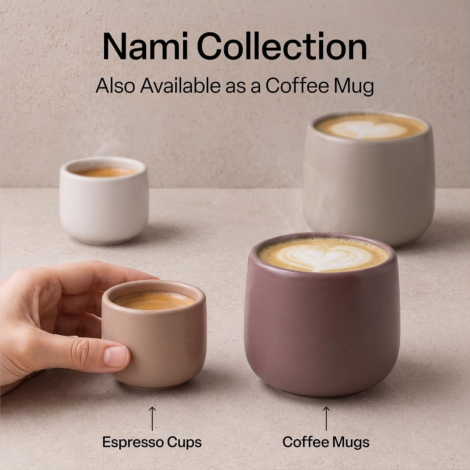 MIAMIO - Espresso Cups Set of 4 (2.7 oz) - Nami (Beige Canyon) - Modern