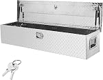 VEVOR Heavy Duty Aluminum Truck Bed Tool Box, Diamond Plate Tool Box with Side Handle and Lock Keys, Storage Tool Box Chest Box Organizer for Pickup, Truck Bed, RV, Trailer, 39"x13"x10", Silver