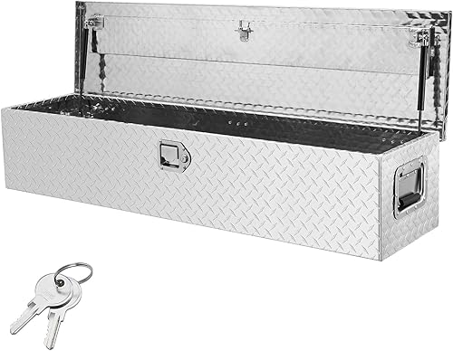 Miniatura 19 de VEVOR Caja de herramientas de aluminio para camión, caja de herramientas de 30 pulgadas de placa de diamante resistente con asas laterales, Negro