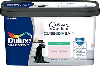Dulux Valentine Peinture Int&eacute;rieure Cr&egrave;me de Couleur Cuisine et Salle de Bain - Pi&egrave;ces Humides Murs et Boiseries - R&eacute;sistant aux taches et &agrave; l