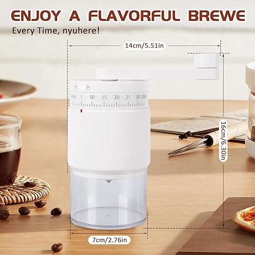 Miniatura 3 de Molinillo de café manual  95 rebabas de cerámica, ajustable grueso a fino, granos de 1.06 oz y 2.7 fl oz de polvo, mango desmontable para expreso,