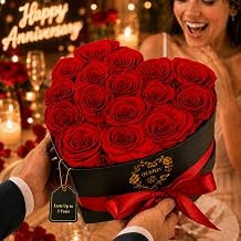 QUNPON Anniversary Rose Gifts for Wife 16 Real Preserved Red Roses
