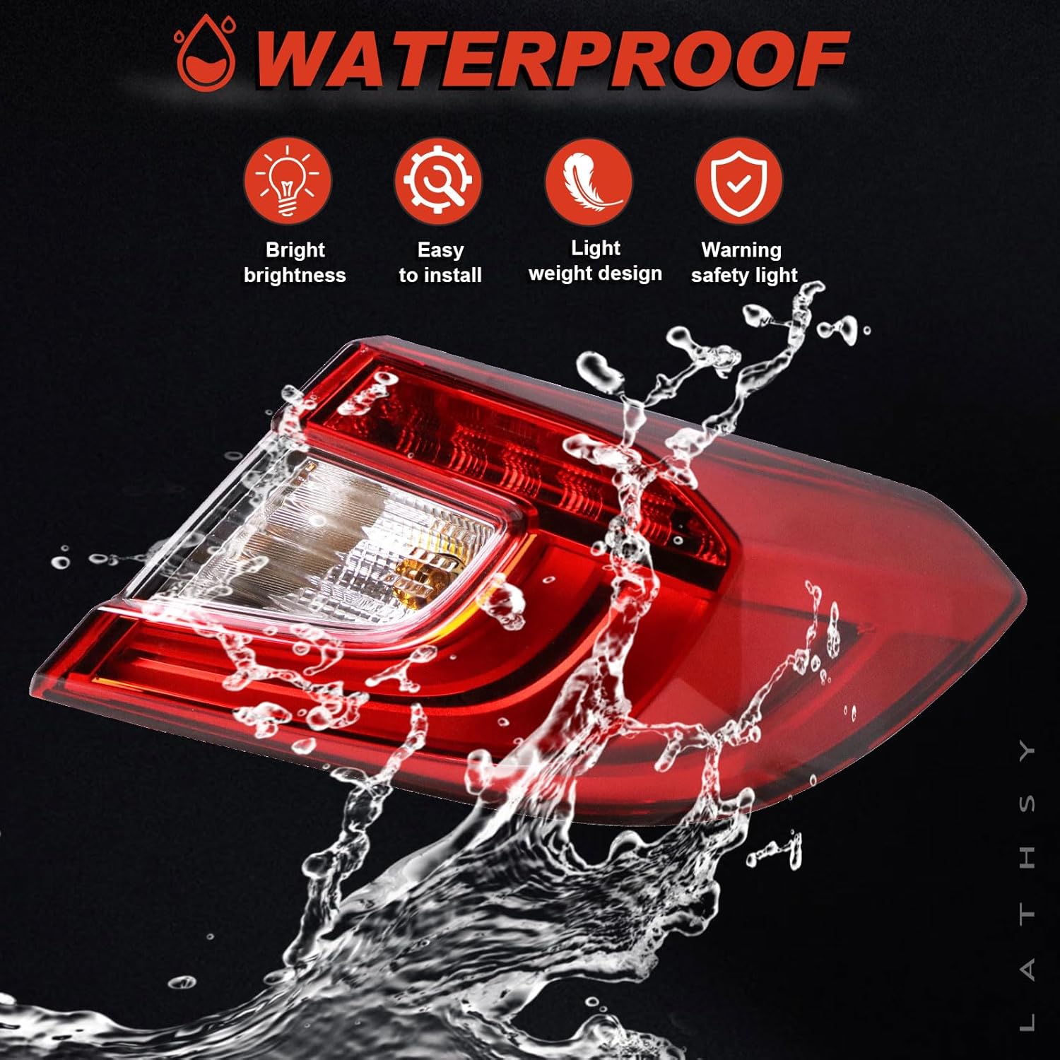 Tail Light Assembly Compatible With 2018-2022 Honda Accord Sedan Outer Right Passenger Side LED Brake Talilight Replace 33550TVAA01