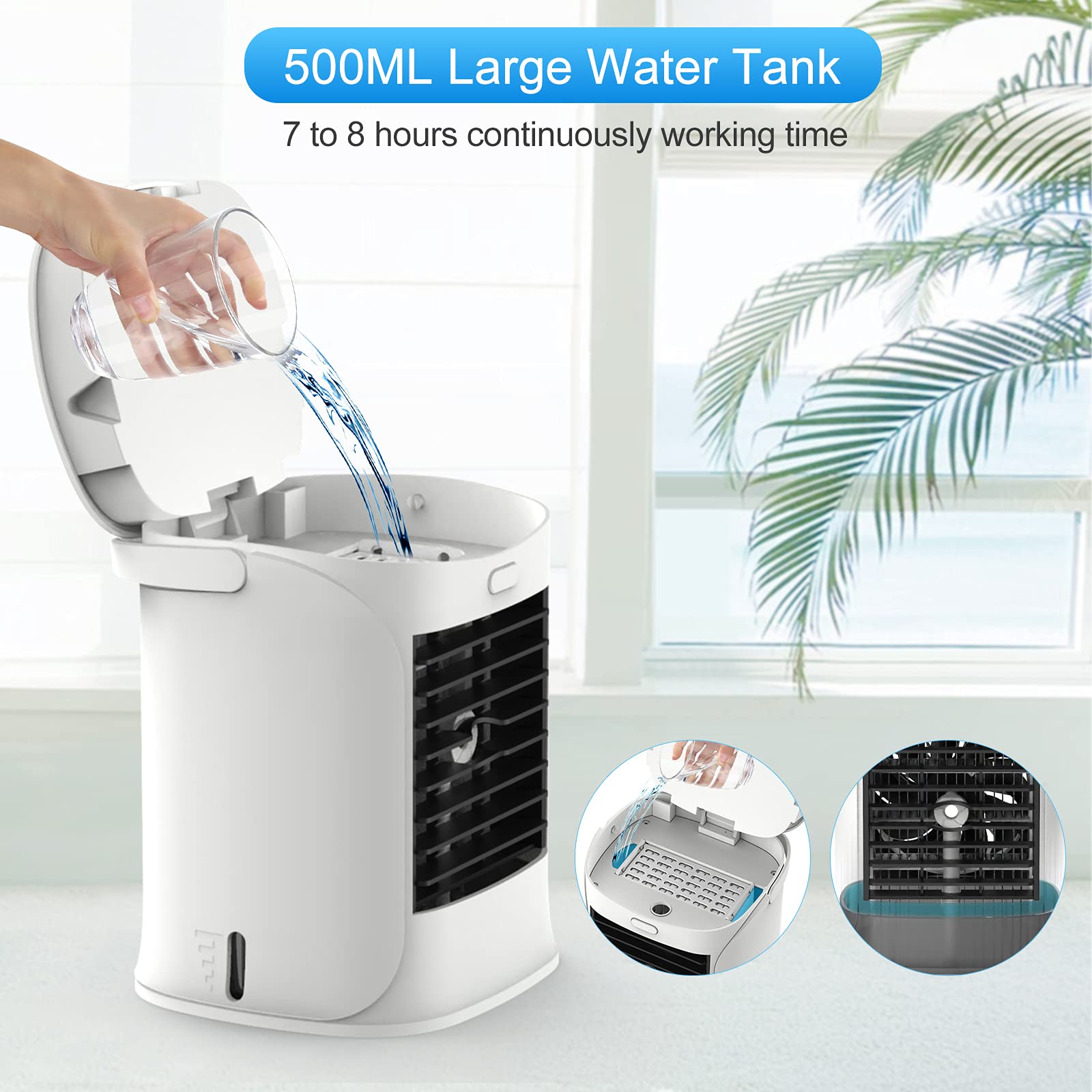 ポータブル エアクーラー パーソナル エアコン ファン小型 デスクトップ Amazon.co.jp : ミニエアコン、モバイルエアコンファン、ポータブル