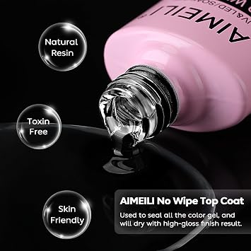 AIMEILI Hema Free Gel Nail Polish, Cruelty Free, Vegan, No Wipe Top Coat, No Wipe Matte Top Coat, Base Coat and Builder Base for Nails Gel Set