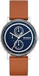 Skagen Signatur Montre en acier inoxydable et cuir analogique Quartz pour homme