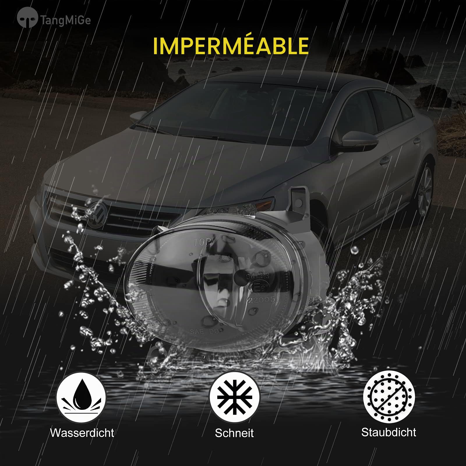 TangMiGe - Feux anti-brouillard compatibles avec Audi A1 A5 A6 Q3 A4 Wagen, 8X 8K2 8K5 8T 8F 4G2 4G5 4GH 8UB 8UG, Volkswagen VW Passa CC 357, 06/2007-12/2014, Phares antibrouillard (Fumée)