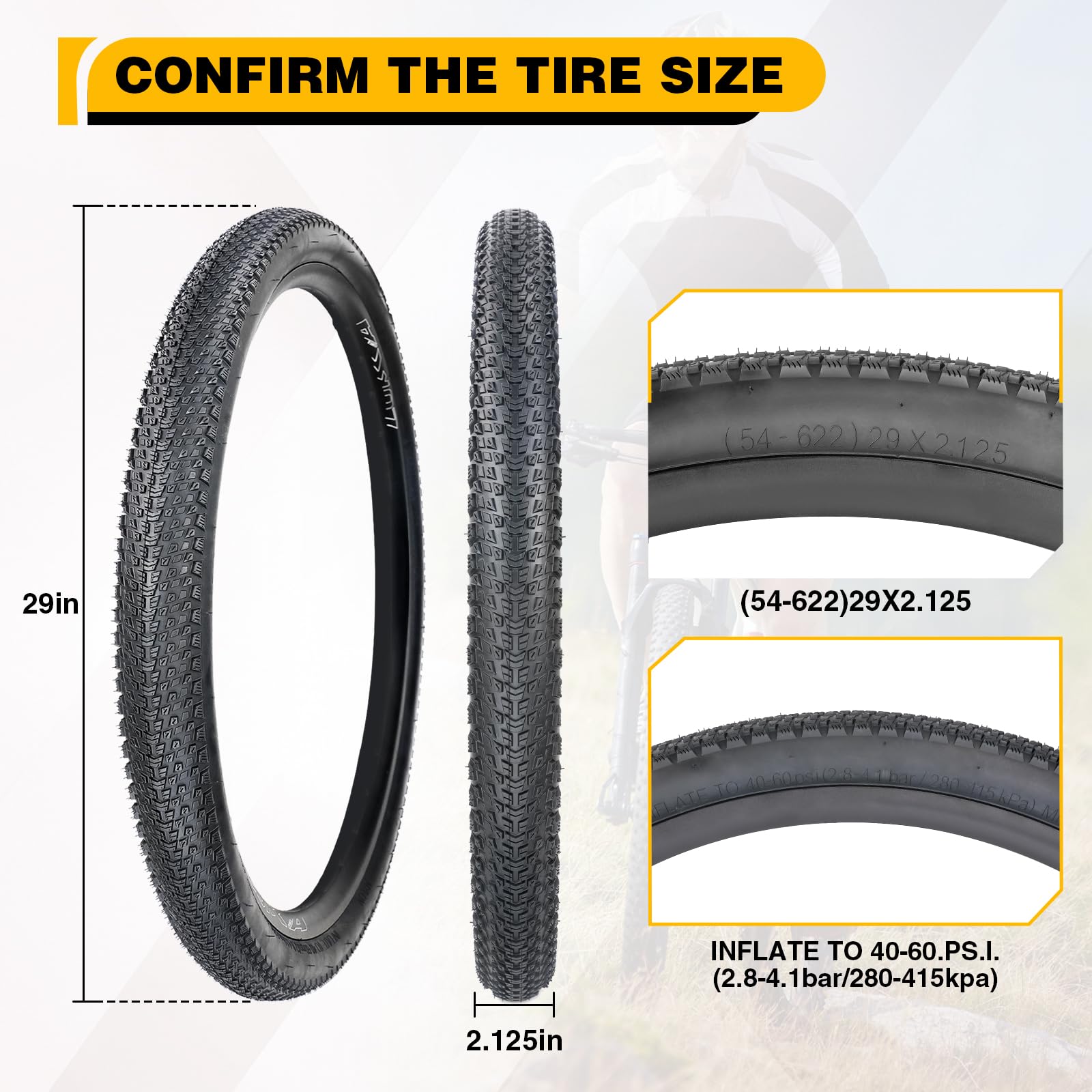 WEEROCK 2er-Pack Faltbarer 20/24/26/27.5/29 Zoll Reifen 20/24/26/27.5/29x2.125 Mantel Fahrrad Ersatzreifen für Fahrrad,MTB für Mountainbike Kinderfahrrad, Commuter Bike