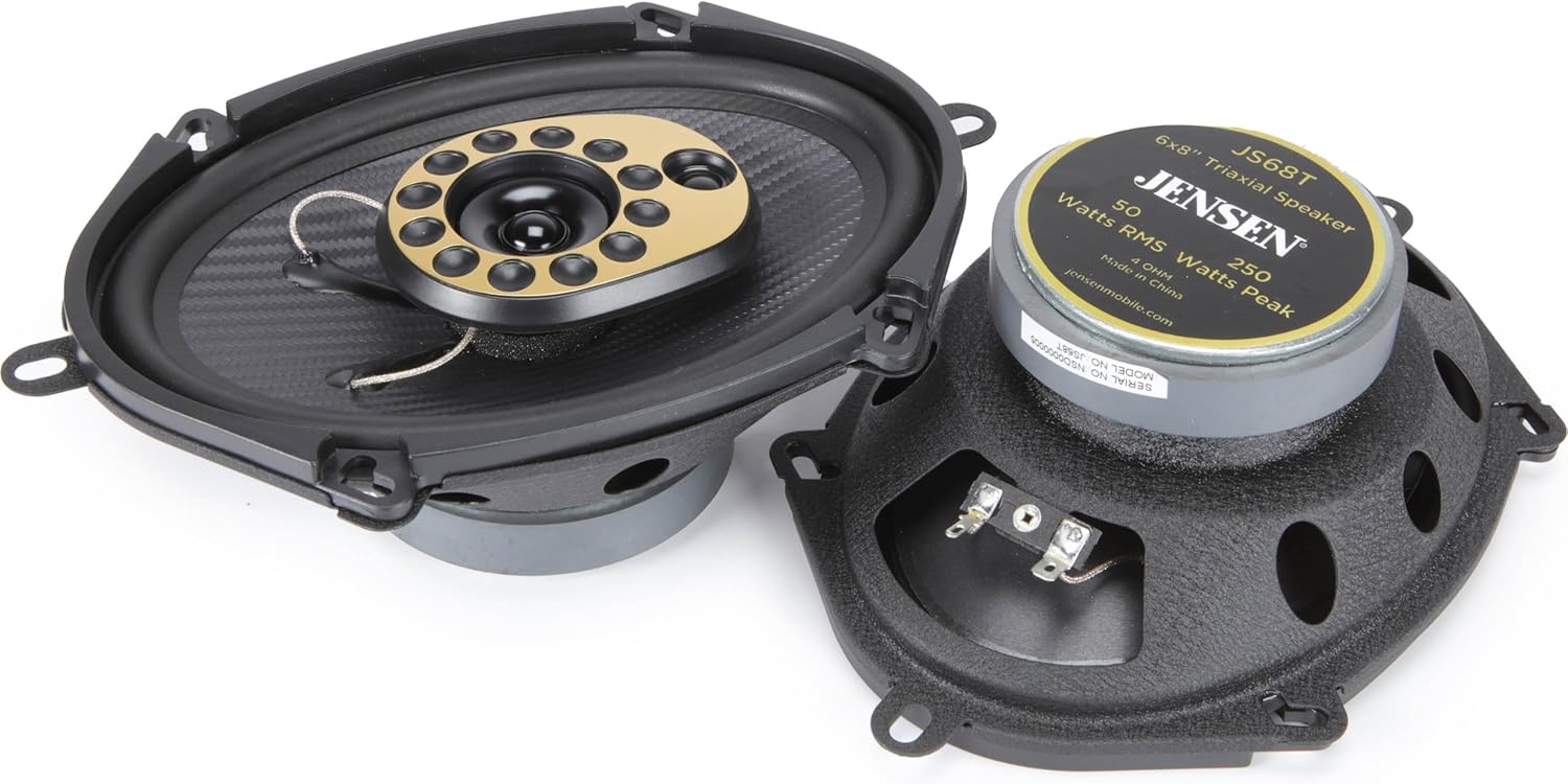 Pair of 5x7 / 6x8 Full Range 50W RMS 4-Ohm Jensen JS68T 3-Way Speakers by Jensen