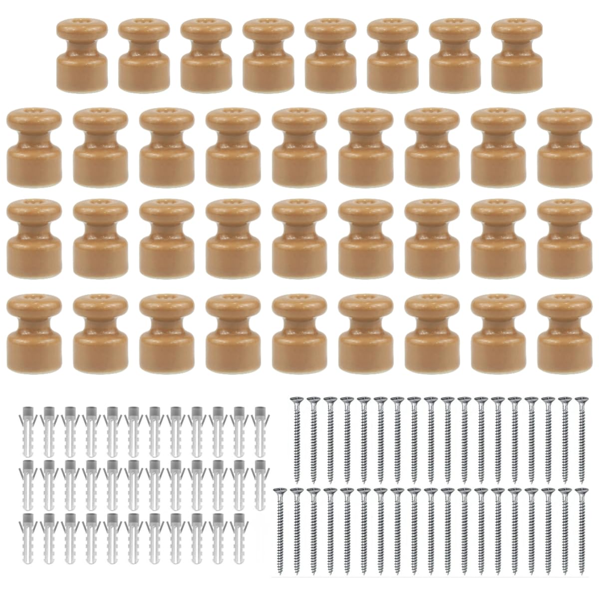 35 Isolatori in Porcellana Bronzo Ø18mm per Cavi Intrecciati