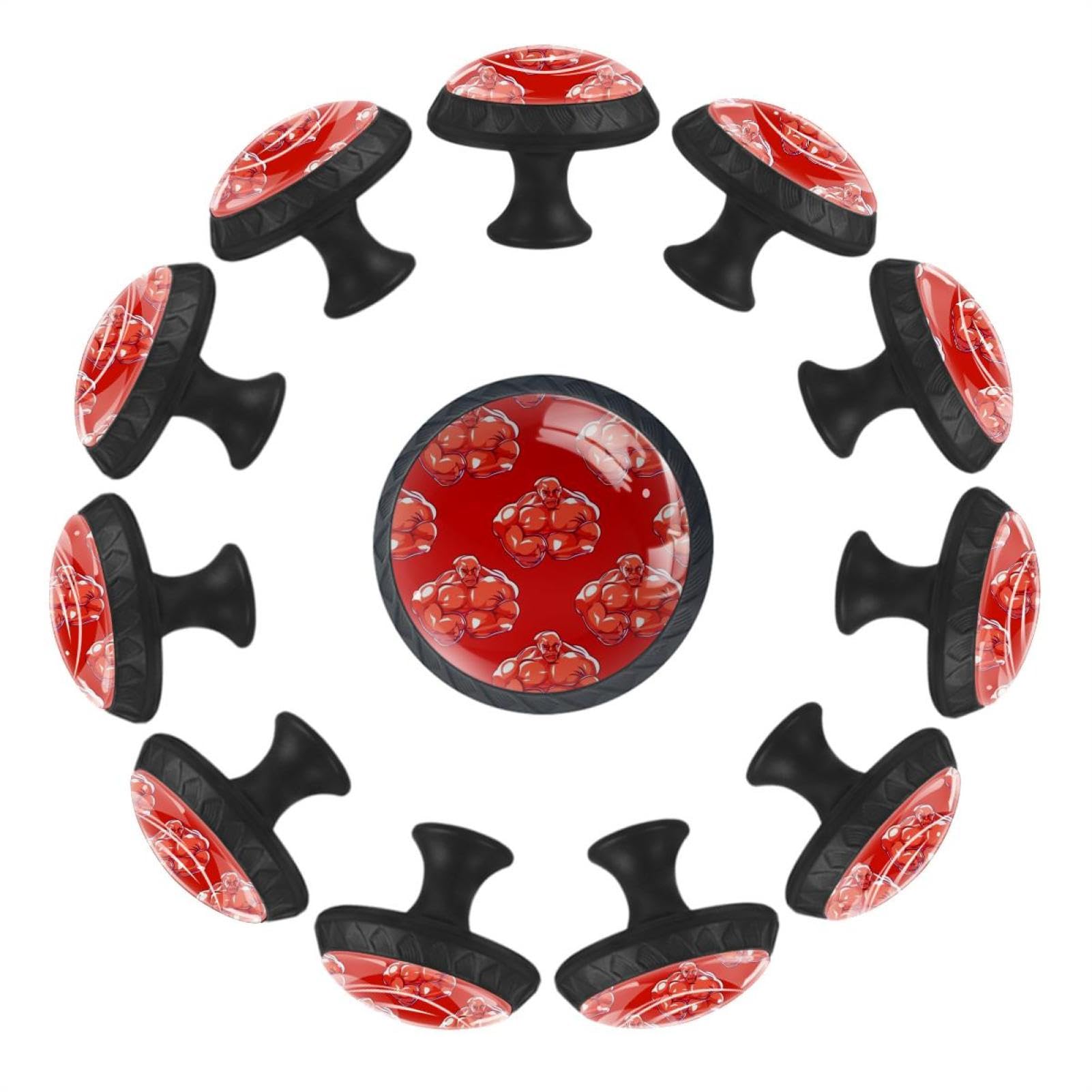 Boutons de tiroir ronds transparents en verre cristal Red Fun lot de 12 pour cuisine et placard