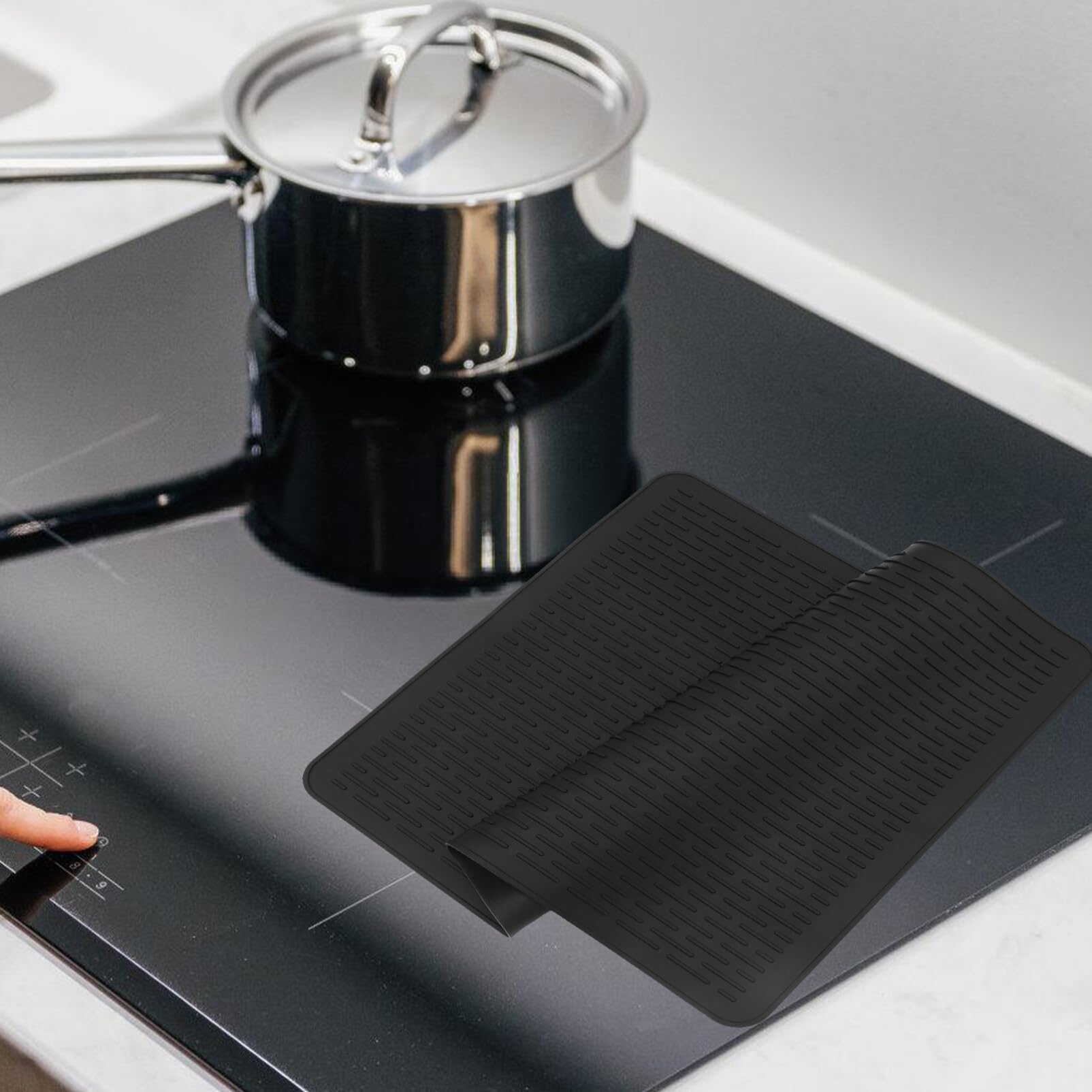 Hitzebeständige Arbeitsplattenmatte aus Silikon Schwarz, Flexibel | Waschbar, Leicht zu Reinigen, für Tisch und Küchenarbeitsfläche, Langlebig bei Hoher Temperatur