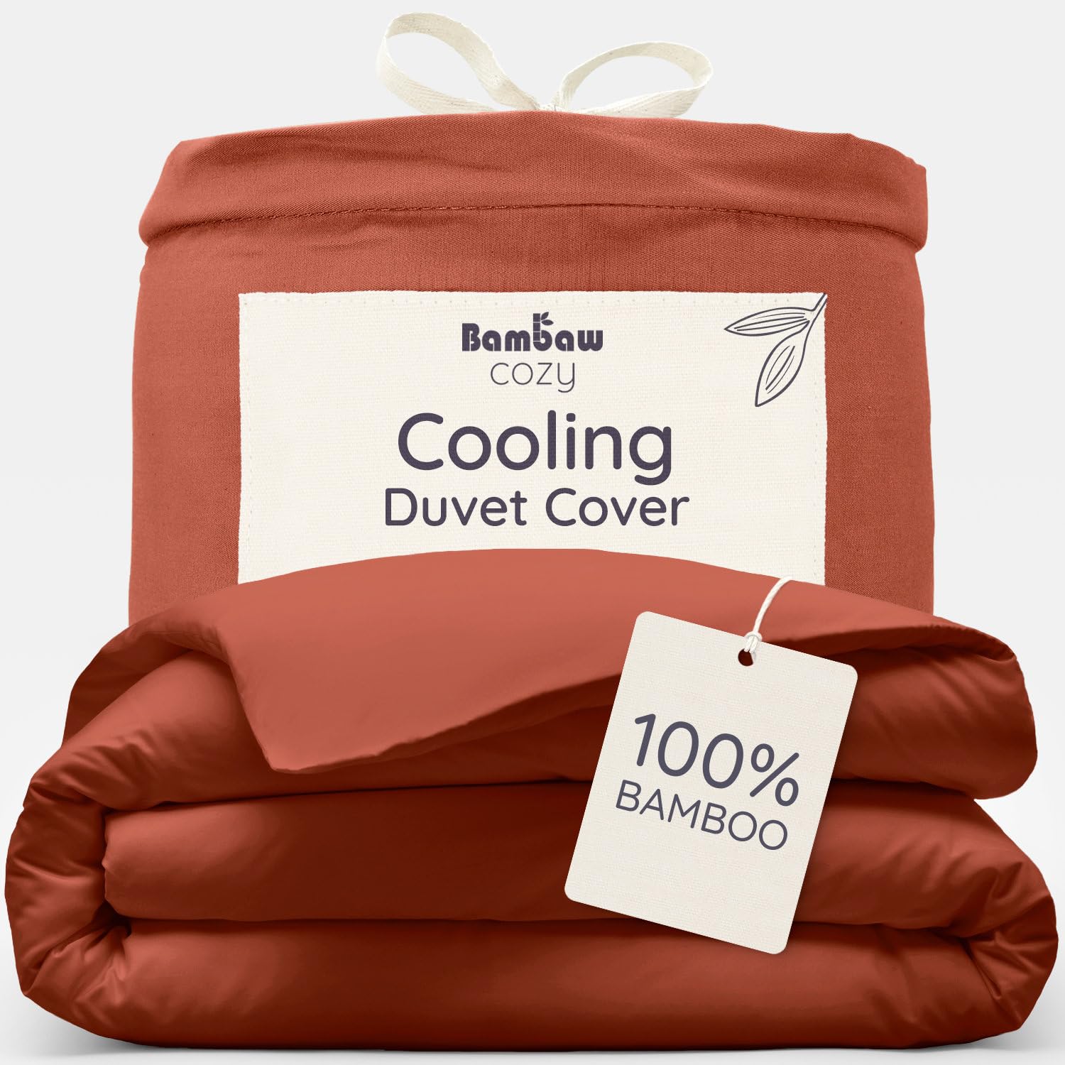 Bambaw Terracotta Bamboo Duvet Cover Single, 135X200 Cm, Cooling Bed Sheets, 100% Bamboo Bedding Single, Mite-Resistant Anti Allergy Bedding, Soft, Breathable & Cool Summer Duvet Cover 135X200 Cm (Terracotta)