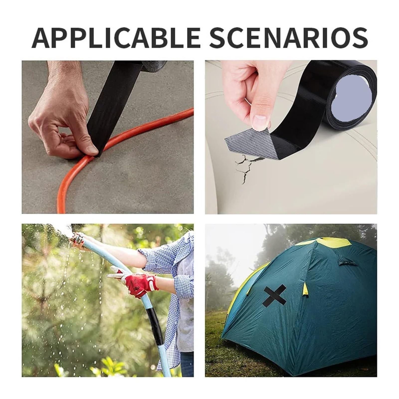 Zelt Reparaturband Schwarzes Hochleistungs-Pipeline-Klebeband, geeignet for die manuelle Rissreparatur bei jedem Wetter, in der Industrie(50M_0.28MM_50MM)