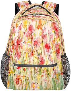 Mochila escolar durável para faculdade, mochila casual resistente à água com flores aquarela, mochila para mulheres e homens, mochila para laptop campus para viagens de negócios e caminhadas, Multicor, Large