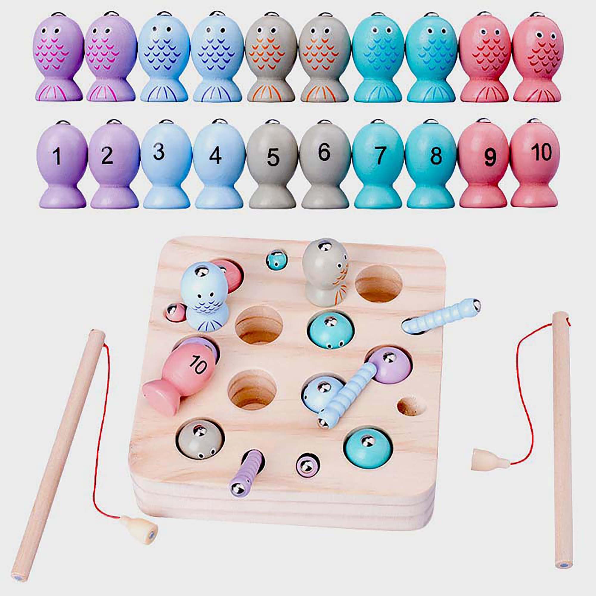 BEACENOV Wooden Montessori Toys for Toddlers,Magnetic Fishing Game for Kids,Fine Motor Skill Learning Educational Toys for 2 3 4 Years Old Boys Girls,Wooden Fishing Game Play Set - Image 2