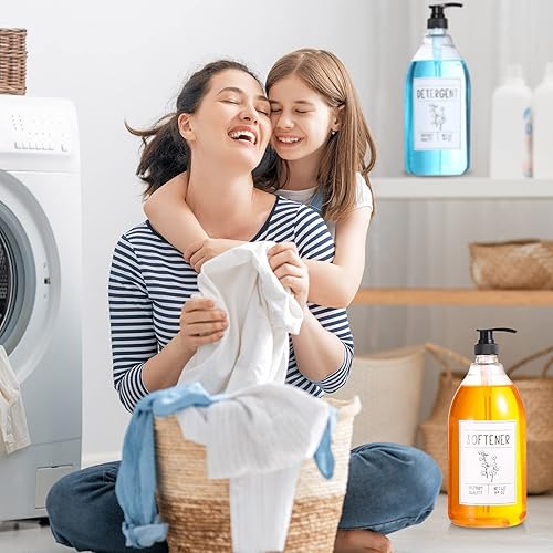 Miniatura 6 de Nuenen Dispensador de detergente para lavandería para bomba de plástico de tela, dispensador de detergente de jabón para ropa con tapas y 36