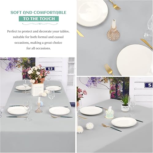 Miniatura 5 de Showgeous Paquete de 4 manteles rectangulares de poliéster de 60 x 102 pulgadas, resistentes a las arrugas, lavables, para mesa de comedor, bufé,