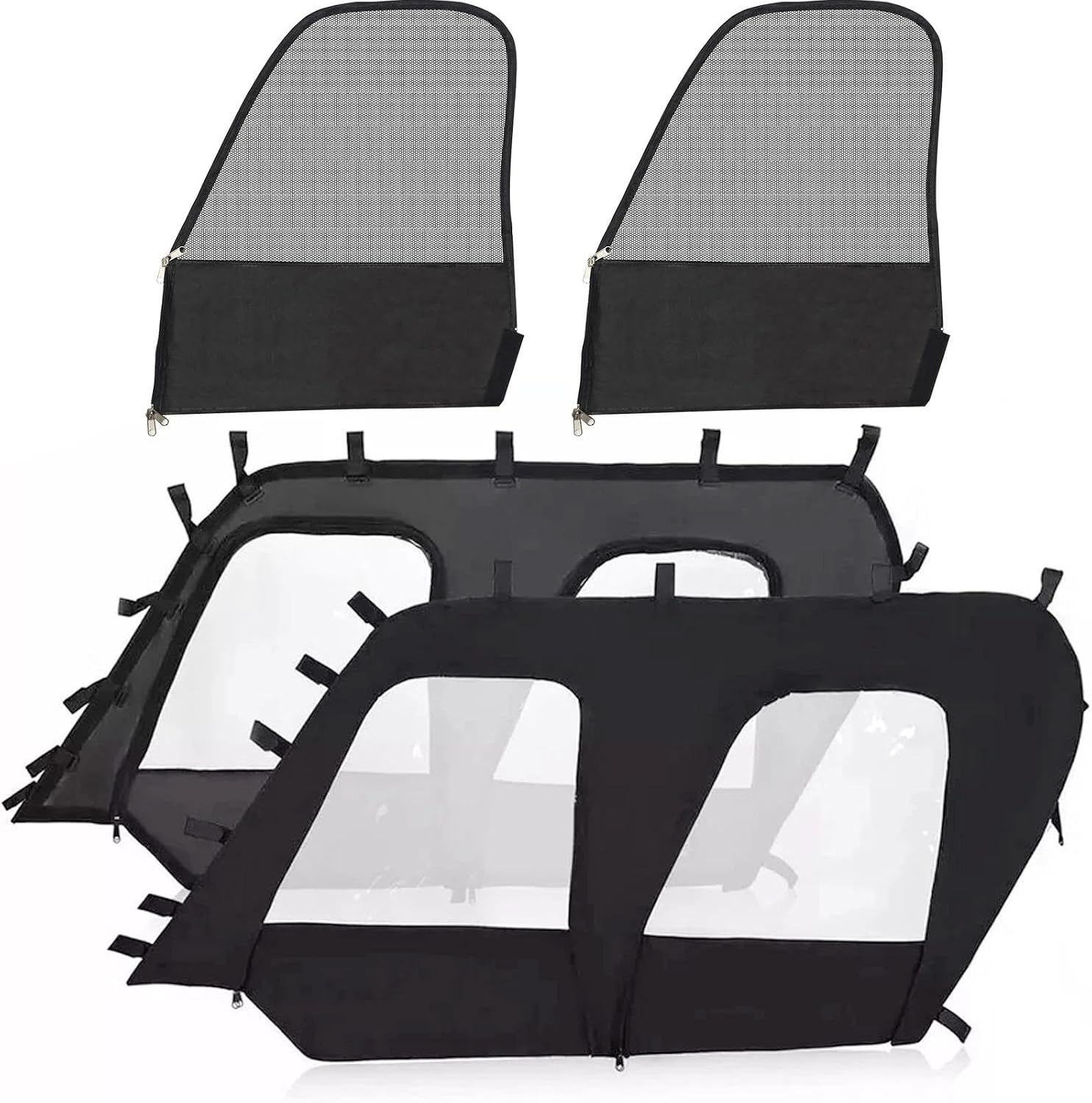 Soft Cab Enclosure Side Upper Doors Compatible with 2012-2022 Kawasaki Teryx4 4 Seat Model,Water-Resistant Side Doors Kit,Upgraded replaceable mesh windows