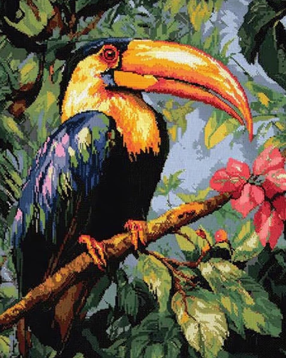 WallustrioaW Cross Stitch Embroidery Kits for Adults,Animal Woodpecker,Embroidery Starter Kits 11CT Stamped Cross Stitch DIY Crafts Gift,16x20in