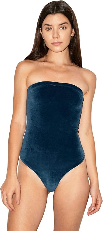 American Apparel Womens Stretch Velour Strapless Bodysuit