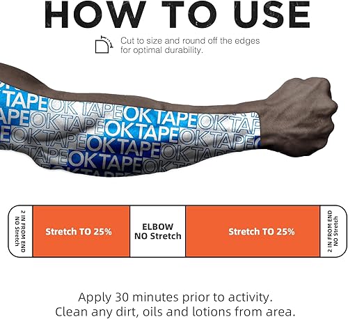 Miniatura 6 de OK TAPE Cinta de césped para fútbol, cinta de kinesiología extra ancha, cinta atlética, cinta deportiva impermeable (blanco) 4 pulgadas x 21 pies