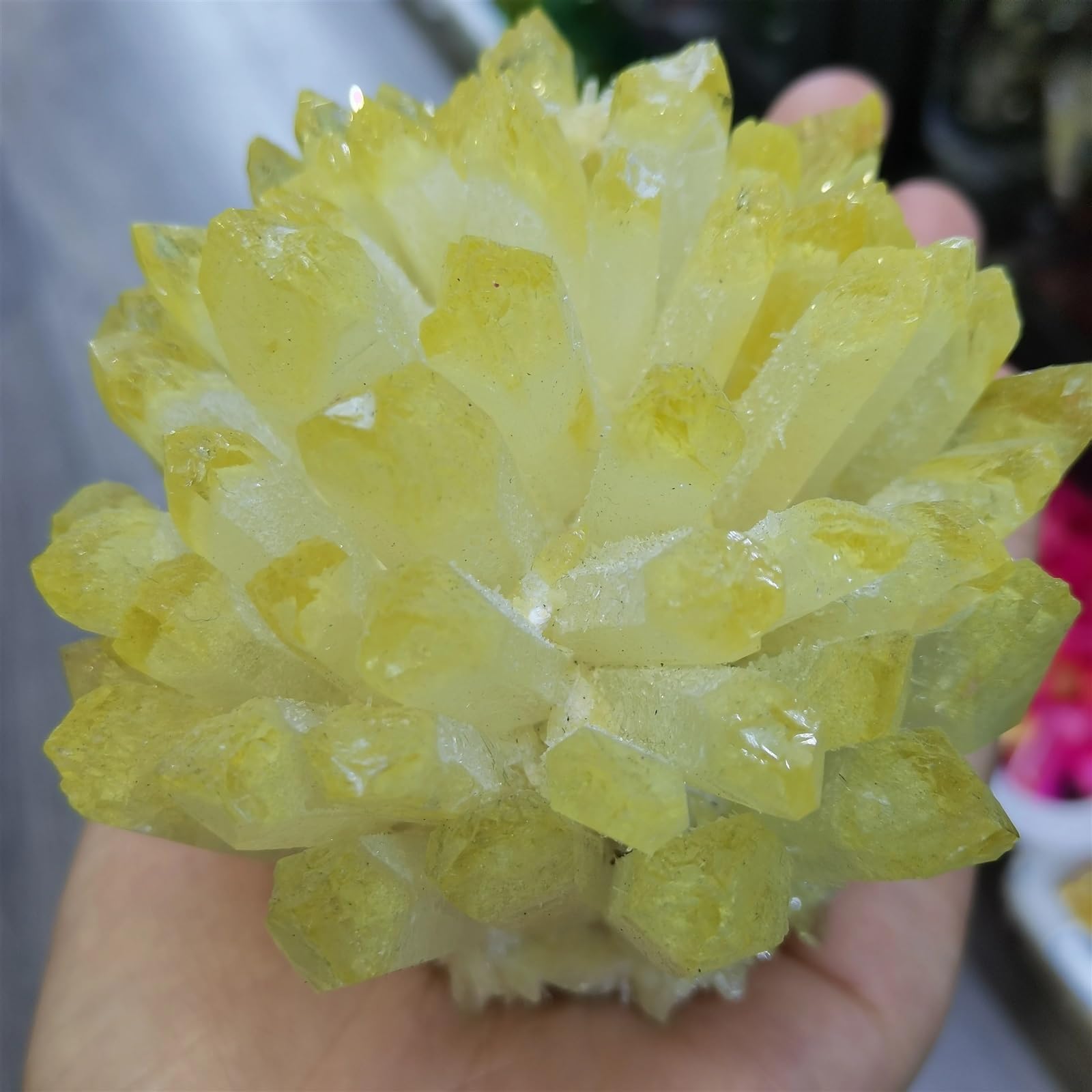 LLBOGRGGN Stone Yellow Phantom Quartz Crystal Cluster Ornament Home Decor(610-700g)