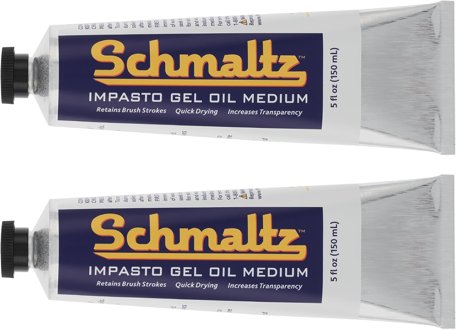 Schmaltz Artist Oil Impasto Gel Medium 150mL Tube - Quick Drying Impasto Gel to Increase Shine & Volume and Improve Transparency & Gloss - 2 Pack