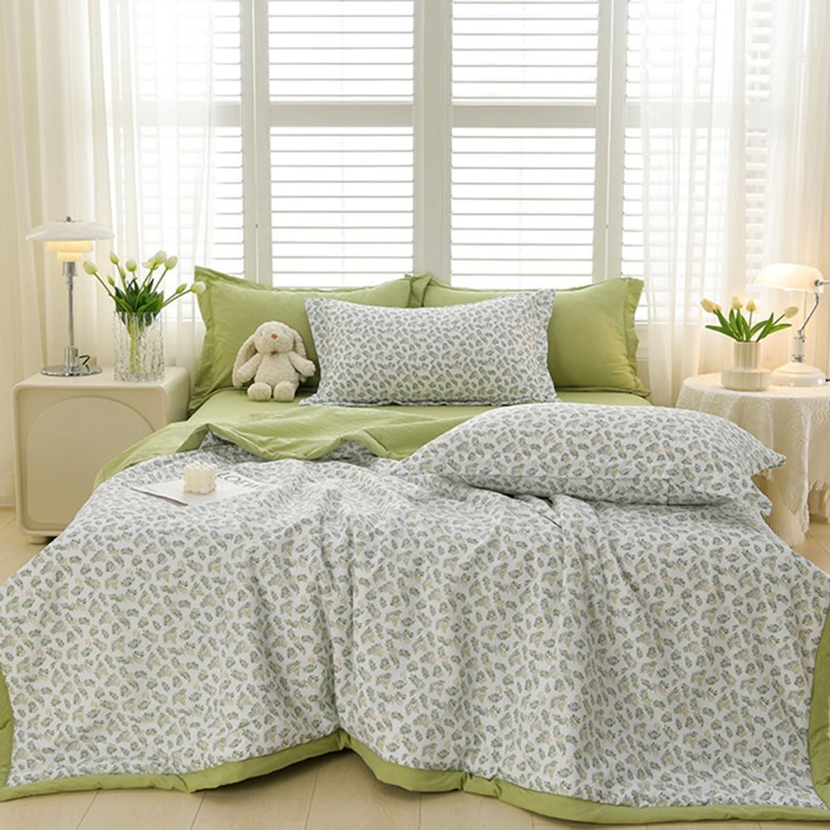 SYXMPFRHO Bedspread Florals Printing Quilted Bedspreads, Soft Comforter Bed Throw Microfiber Bed Spread, Reversible Quilted Throw, for All Season Bedroom Decorative(M,180x200cm)