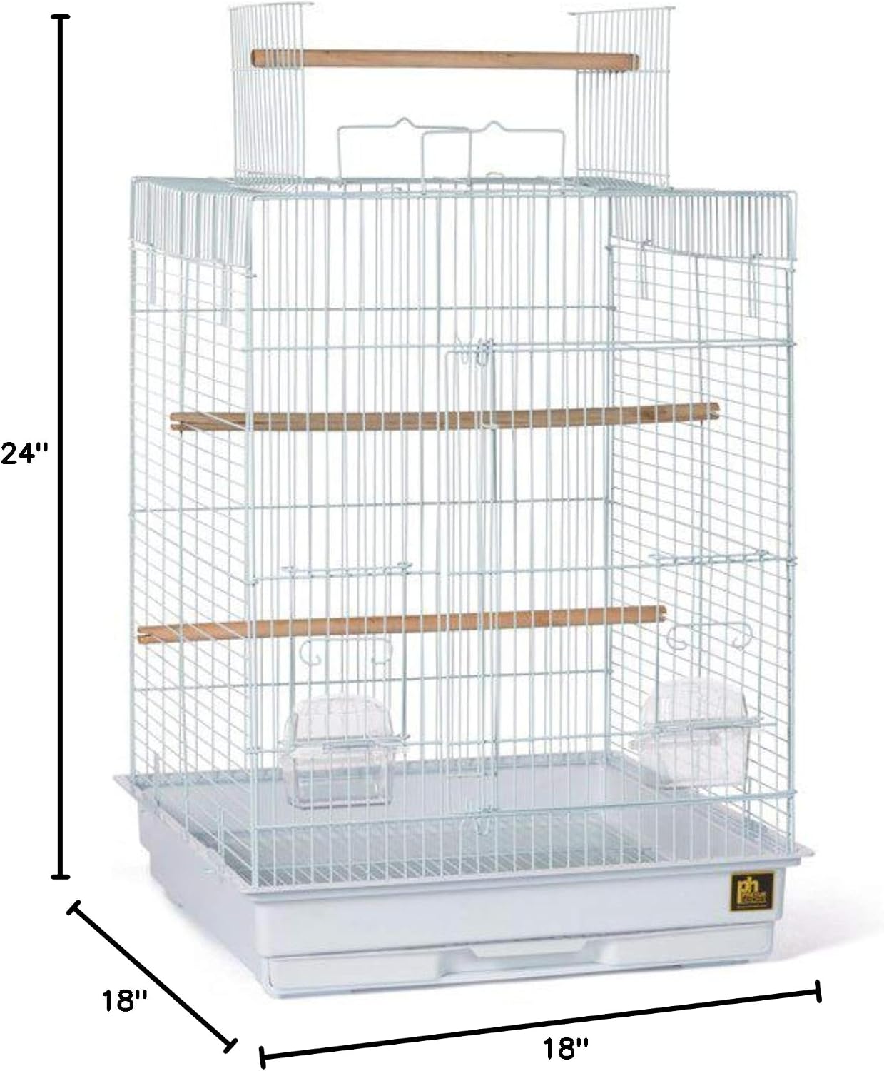 Prevue Pet Products Top Opening Bird Cage - Stand Alone Indoor Birdcage for Parakeets, Cockatiels, Conures, Lovebirds, and Similar Sized Birds, Durable Design with Playtop - White
