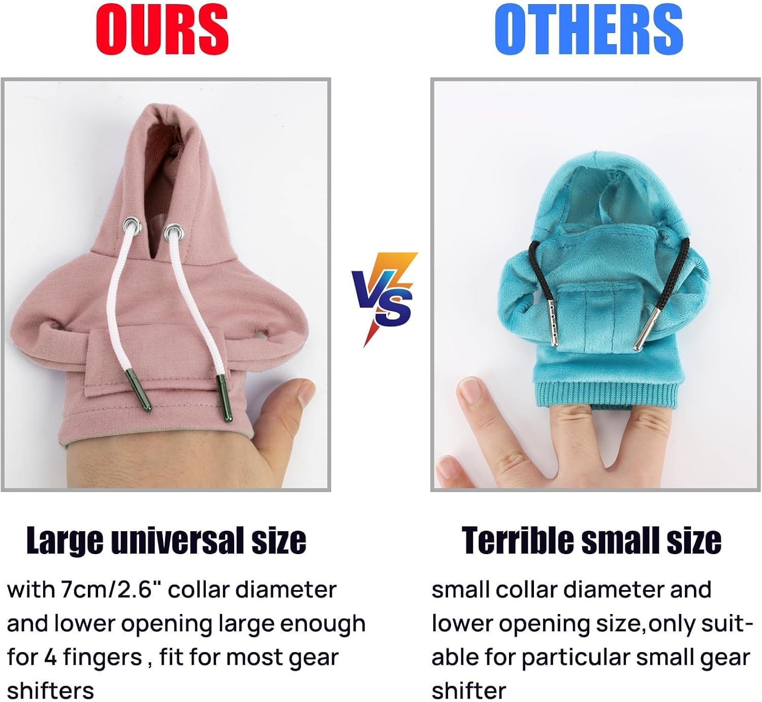 PSLER Stylish Cute Hoodie Car Gear Shift Cover Shifter Knob Cover Gear Shift Hoodie Heat Insulation Winter Warm CVC Interior Car Accessories for Men Women Pink