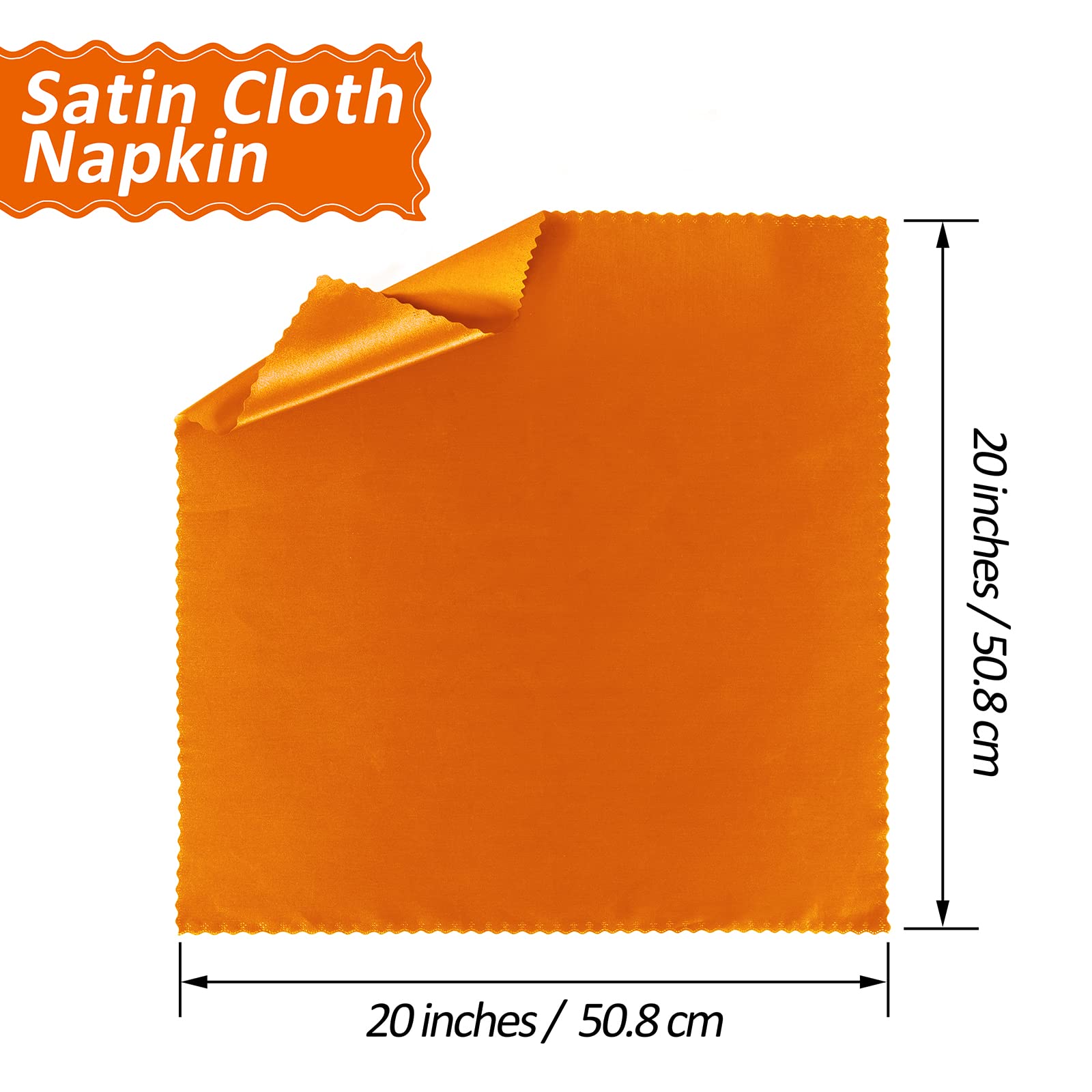 Horbaunal Lot de 100 serviettes de table surdimensionnées en satin avec bords floraux - Pour fêtes, mariages, événements - Orange - 50,8 x 50,8 cm